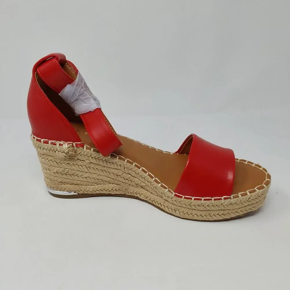 Dream Pairs Red Espadrille Wedge Sandals Ankle Strap Women's US 8 New